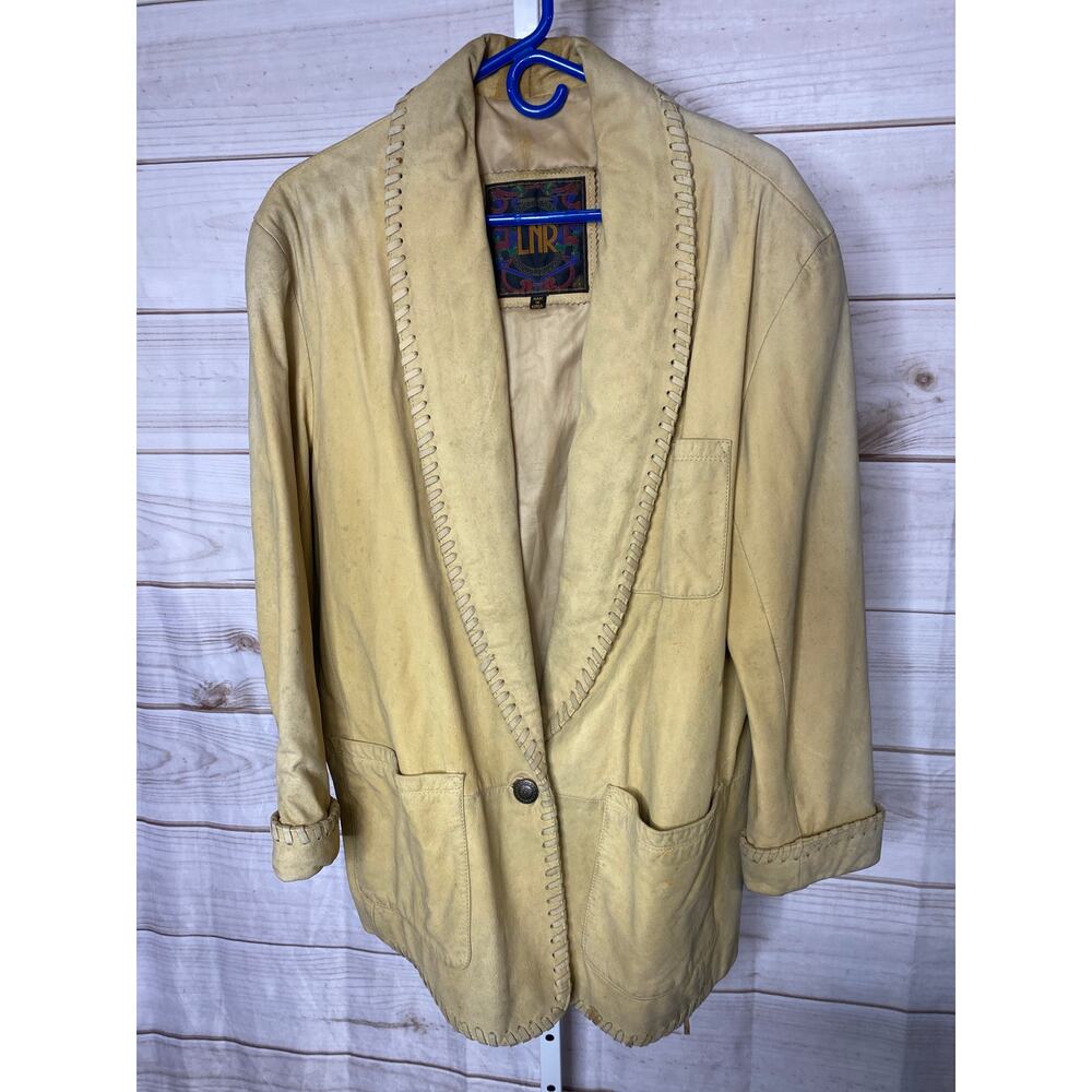 Vintage LNR Women's Size Medium Tan Genuine Leather Jacket Coat 80s